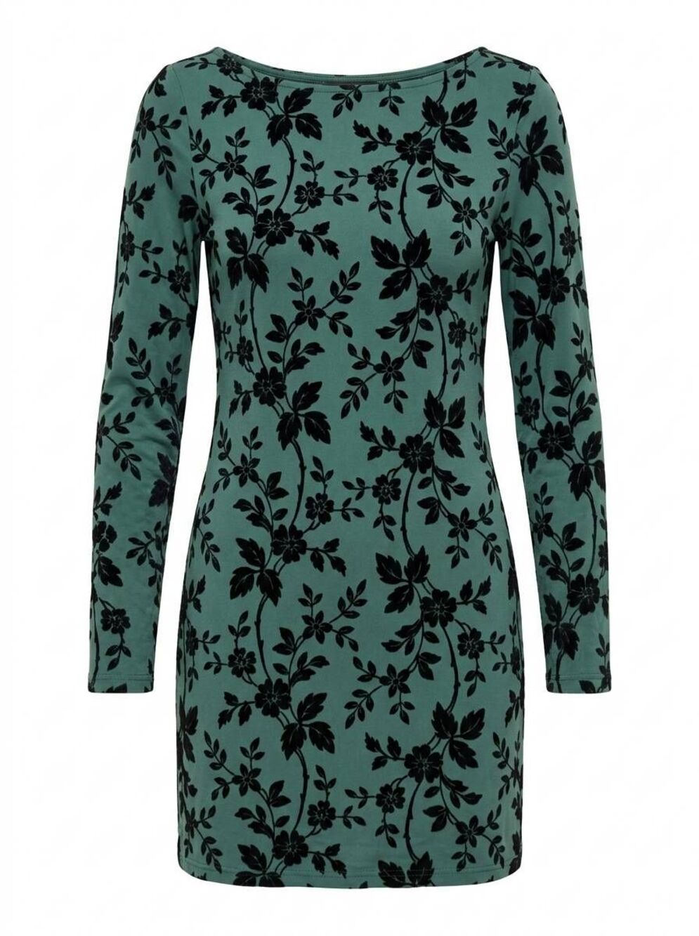 ☔️🩵NWT Green Flocked Bodycon Mesh Long Sleeve Dress Small